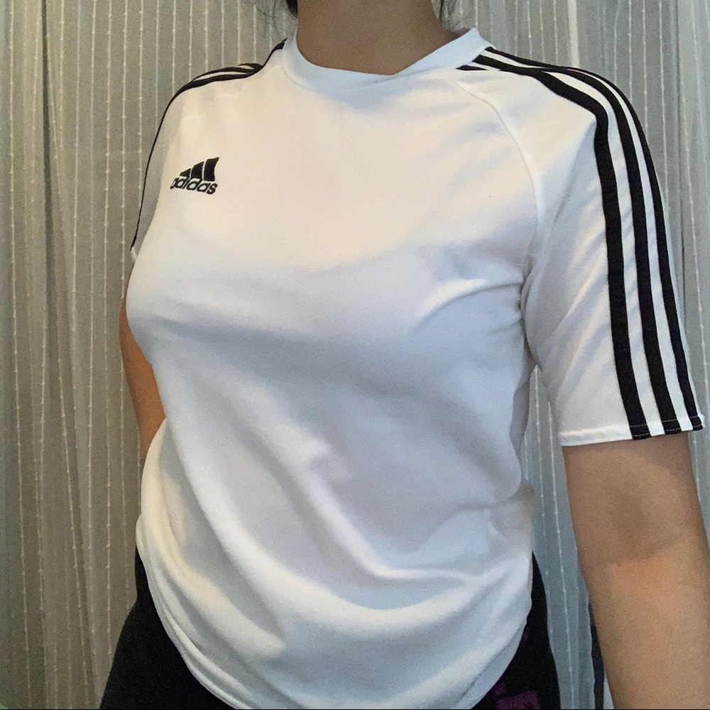 Adidas black and white top